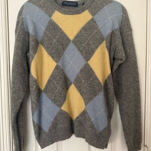 John Ashford Gray and Yellow Crewneck Sweater